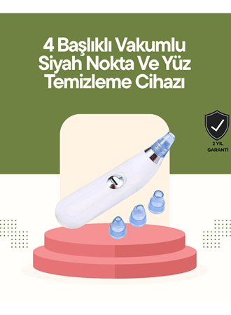 USB Destekli 4 Başlıklı Siyah Nokta Vakum Cihazı – Gözenek Temizleyici ve Cilt Yenileyici Bakım Aleti - Lisinya