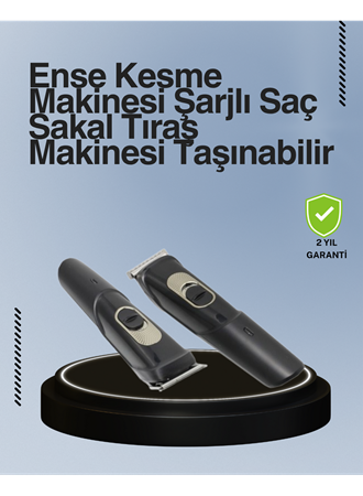 Kablosuz, Paslanmaz Çelik Bıçaklı Profesyonel Saç ve Sakal Tıraş Makinesi – Sessiz, Güçlü ve Ergonomik