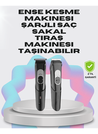 Taşınabilir Şarjlı Saç Sakal Tıraş Makinesi – 3 Taraklı, Sessiz ve Ergonomik