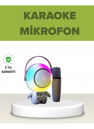 Astronot Tasarımlı Bluetooth Speaker ve Kablosuz Mikrofon Karaoke Seti