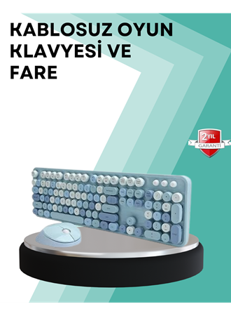 Kablosuz Klavye ve Mouse Seti – Sessiz Tuş, Retro Tasarım