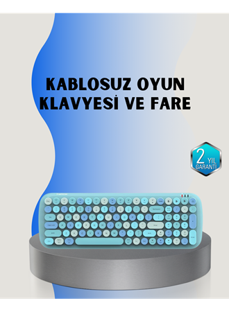 Retro Tarz Kablosuz Klavye Mouse Seti – 104 Tuşlu, Ergonomik Tasarım