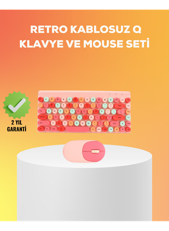 Renkli Retro Tuş Takımlı Klavye – 3 Cihaz Bağlantısı, Medya Kısayol Tuşları