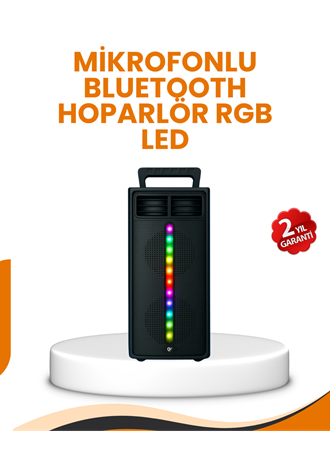 Bluetooth Işıklı Hoparlör – 2x5W Güç | USB + TF Kart + FM Radyo | Siyah Renk