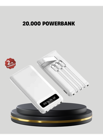 20.000 mAh 4 Çıkışlı LED Göstergeli Hızlı Şarj Powerbank