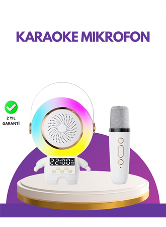 Karaoke Özellikli Astronot Bluetooth Hoparlör Kablosuz Mikrofonlu