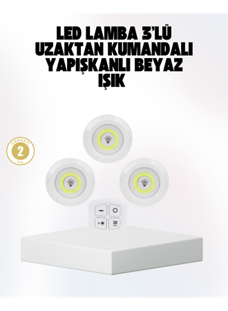 Kablosuz Gün Işığı 3’lü LED Spot Lamba Kumandalı