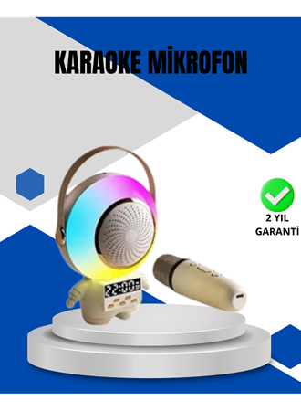 Kablosuz Mikrofonlu Astronot Tasarım Bluetooth Speaker Karaoke