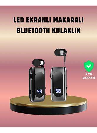 Dijital Göstergeli Bluetooth Kulaklık – Klipsli ve Şık Tasarım
