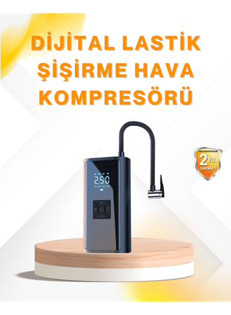 LED Fenerli ve SOS Işıklı Çok Fonksiyonlu Hava Kompresörü