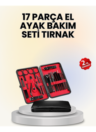 17 Parçalık Deri Kaplamalı Manikür Seti