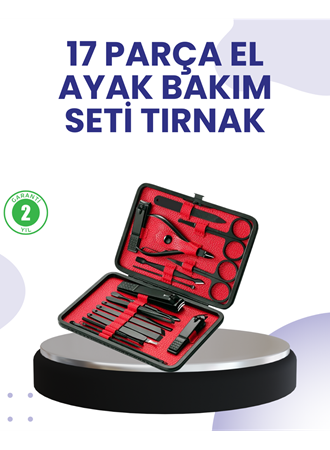 Taşınabilir Deri Kutulu 17 Parça Manikür Seti