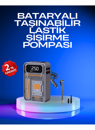 6000mAh Bataryalı LED Ekranlı Akıllı Hava Kompresörü