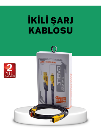 Yüksek Hızlı 65W Güç Çıkışlı Çoklu Cihaz Uyumlu Şarj Kablosu