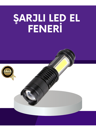 Şarjlı Mini LED El Feneri 2000 Lümen Su Geçirmez