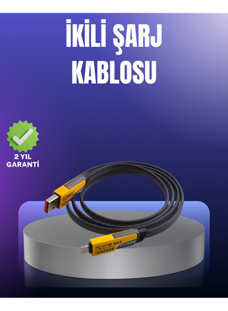 Evrensel Uyumluluklu Dayanıklı Metal Başlıklı Hızlı Şarj Kablosu