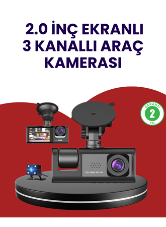 Üç Kameralı Araç Kamerası | Full HD 1080P Ön + HD İç/Arka