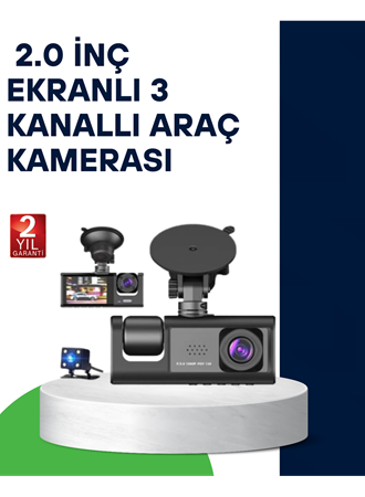 Üç Kameralı Araç Kamerası Full HD Gece Görüş  G-Sensör