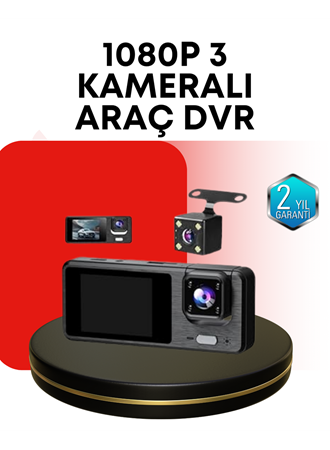 Araç Kamerası 3’lü Sistem | Full HD, Sesli Kayıt ve Park Gözetimi
