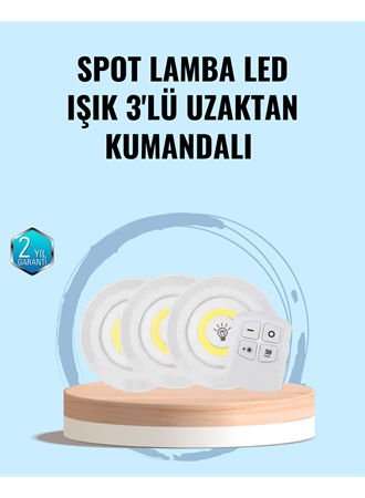Ev Ofis Kamp İçin Uygun Uzaktan Kumandalı Yapışkanlı Kablosuz Led Spot Lambalar