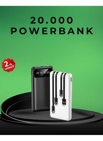 Kamp ve Seyahat İçin 20.000mAh LED Işıklı Hızlı Şarj Powerbank