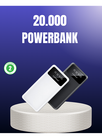 Akıllı LCD Ekranlı 20.000mAh Powerbank PD + USB + Type-C
