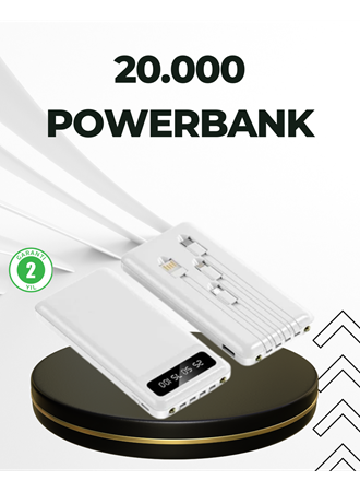 20.000mAh Taşınabilir Powerbank PD Teknolojili Çift USB Çıkışlı
