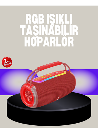 20W Kablosuz Bluetooth Hoparlör RGB Işık Efektli USB/SD/AUX Destekli