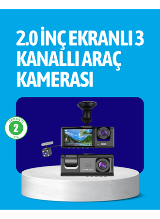 3 Kameralı Araç İçi Kayıt Cihazı  Suya ve Toza Dayanıklı Tasarım