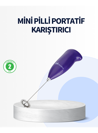 Mini Pilli Portatif Karıştırıcı – Cappuccino, Latte, Frappe ve Kahve Köpürtücü