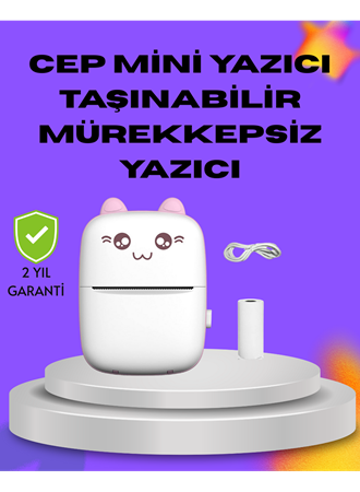 Kablosuz Mini Cep Yazıcısı Bluetooth Destekli 1200mAh Bataryalı