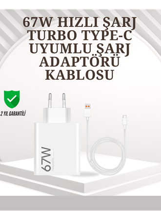 Type-C Uyumlu 67W Turbo Hızlı Şarj Aleti Akıllı Koruma Sistemli