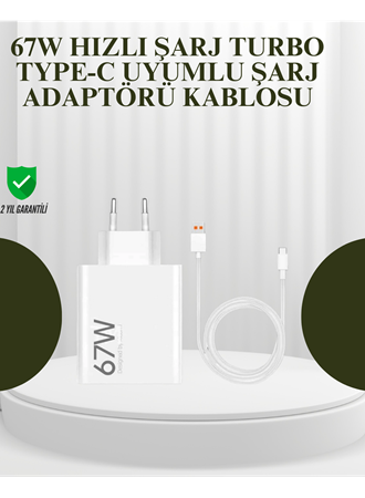 67W Güçlü Şarj Adaptörü ve Turbo Kablo Uzun Ömürlü Dayanıklı Tasarım