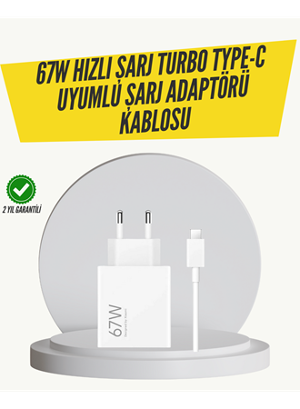 67W Turbo Hızlı Şarj Adaptörü ve Type-C Kablo Güvenli Şarj Teknolojisi