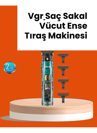 VGR V-695 Şarjlı Saç Sakal Tıraş Makinesi 2600mAh Batarya ve Kılavuz Taraklı
