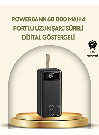 Tüm Cihazlarla Uyumlu LED Fenerli 4 Çıkışlı Powerbank