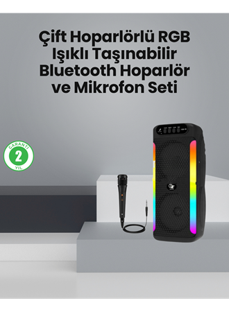 Taşınabilir Şarjlı Hoparlör USB, SD Kart, AUX Girişli