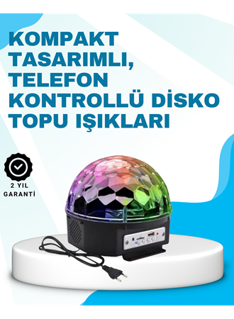 Bluetooth Bağlantılı Renkli Masaüstü Disko Topu Işık Gösterisi