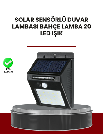 Bahçe ve Dış Mekanlar İçin Güneş Enerjili 20 LED Hareket Sensörlü Lamba