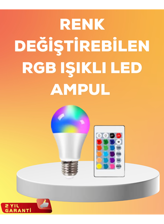 RGB Uzaktan Kumandalı LED Ampul 16 Renk A Kalite 2025 Model Orijinal