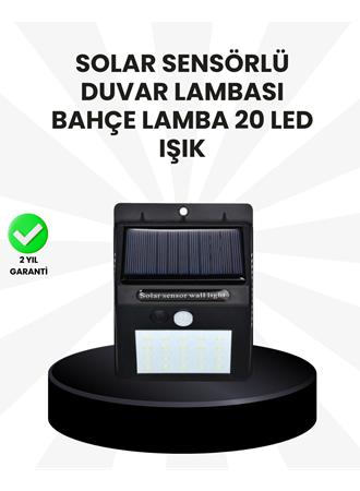 Su Geçirmez IP65 20 LED Solar Sensörlü Bahçe ve Veranda Aydınlatma