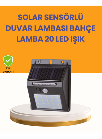 20 LED Güneş Enerjili Hareket Sensörlü Dış Mekan Duvar Lambası