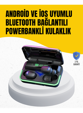 Su Geçirmez E10 Bluetooth Kulaklık Powerbank ve Gürültü Engelleme