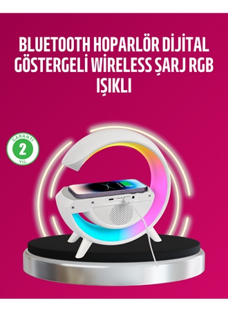 Kablosuz Şarjlı LED Masa Lambası Çalar Saat ve Beyaz Gürültü Özellikli