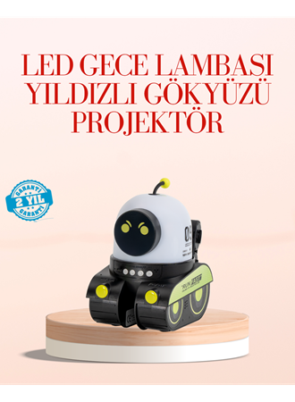 Robot Tasarımlı Bluetooth Hoparlörlü Yıldızlı Gökyüzü Projektör