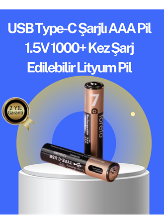 Hızlı Şarj Teknolojili USB Şarjlı AAA Pil – 40 Dakikada Tam Şarj