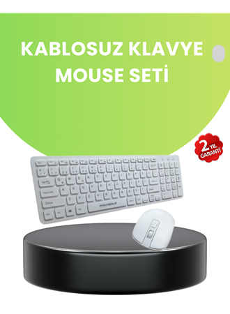 Ergonomik Kablosuz Klavye Mouse Takımı - Tam Boy, Sessiz ve Güvenilir