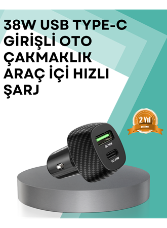 Çift Cihaz Destekli 38W Güçlü Çakmaklık Araç Şarj Cihazı