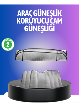 Metalize Reflektör Yüzeyli UV Koruyucu Araç Güneşliği – Serin ve Güvenli Sürüşler İçin