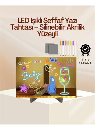 Çocuklar İçin Renkli LED Mesaj Tahtası – Neon Kalemli, Eğlenceli ve Yaratıcı Yazı Panosu